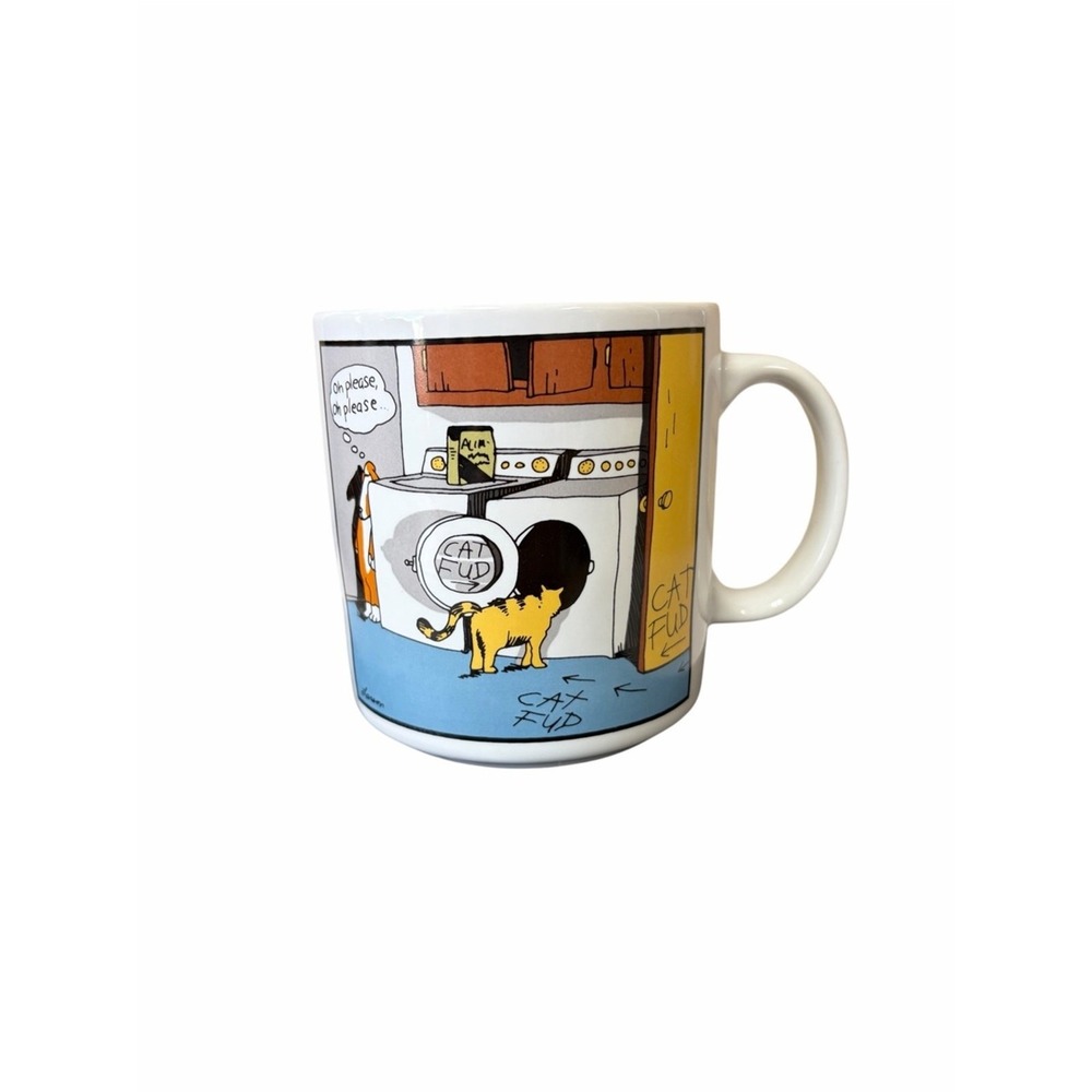 Vintage Far Side Cat & Dog Comic Mug